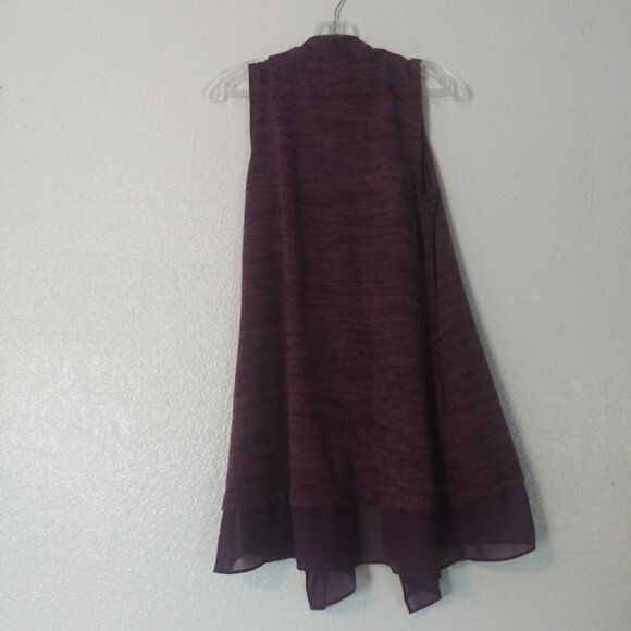 Logo by Lori Goldstein Women's S purple marbled sleeveless cardigan sweater - Picture 5 of 13